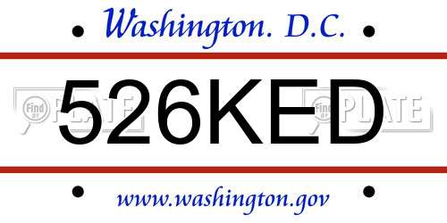 526KED District Of Columbia License Plate
