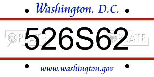 526S62 District Of Columbia License Plate