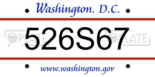 526S67 District Of Columbia License Plate