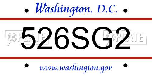 526SG2 District Of Columbia License Plate