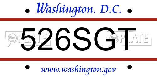 526SGT District Of Columbia License Plate
