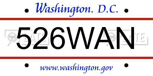 526WAN District Of Columbia License Plate