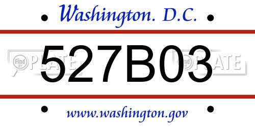527B03 District Of Columbia License Plate