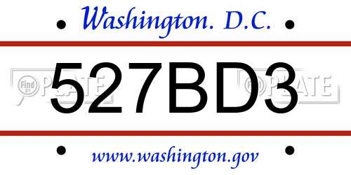 527BD3 District Of Columbia License Plate