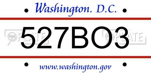 527BO3 District Of Columbia License Plate