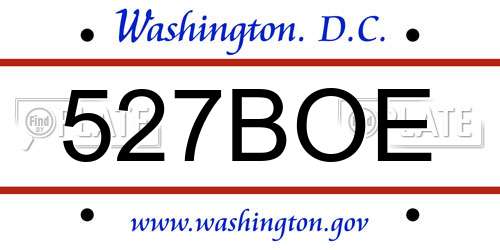 527BOE District Of Columbia License Plate