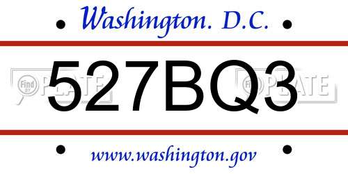 527BQ3 District Of Columbia License Plate