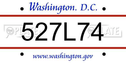 527L74 District Of Columbia License Plate