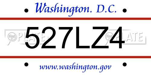 527LZ4 District Of Columbia License Plate