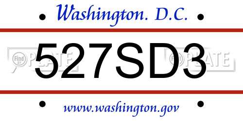 527SD3 District Of Columbia License Plate