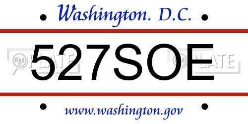 527SOE District Of Columbia License Plate