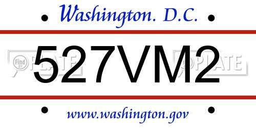 527VM2 District Of Columbia License Plate