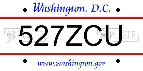 527ZCU District Of Columbia License Plate