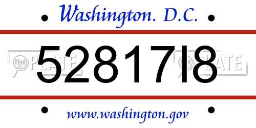 52817I8 District Of Columbia License Plate