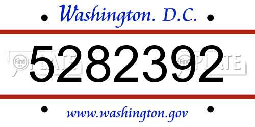 5282392 District Of Columbia License Plate