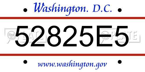 52825E5 District Of Columbia License Plate