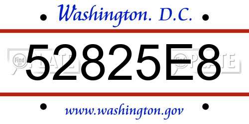 52825E8 District Of Columbia License Plate