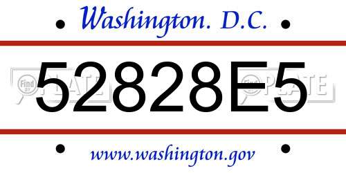 52828E5 District Of Columbia License Plate
