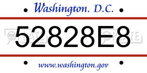 52828E8 District Of Columbia License Plate