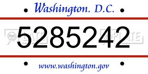 5285242 District Of Columbia License Plate