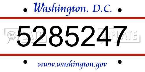 5285247 District Of Columbia License Plate