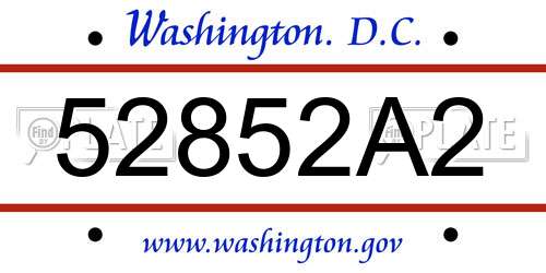 52852A2 District Of Columbia License Plate