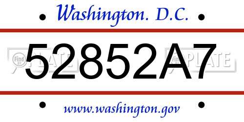 52852A7 District Of Columbia License Plate