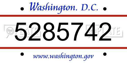 5285742 District Of Columbia License Plate