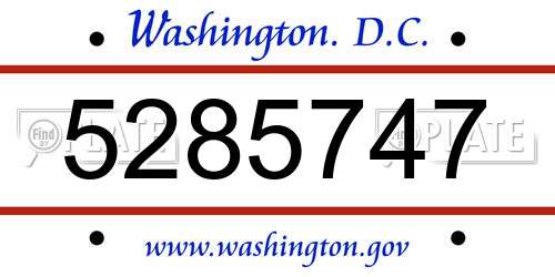 5285747 District Of Columbia License Plate