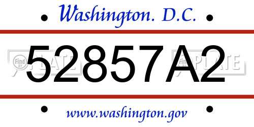 52857A2 District Of Columbia License Plate