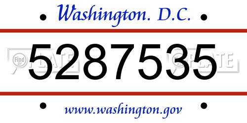 5287535 District Of Columbia License Plate