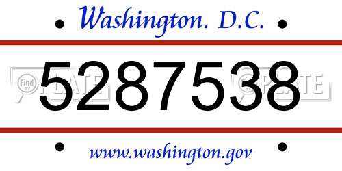 5287538 District Of Columbia License Plate