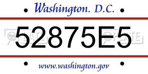 52875E5 District Of Columbia License Plate