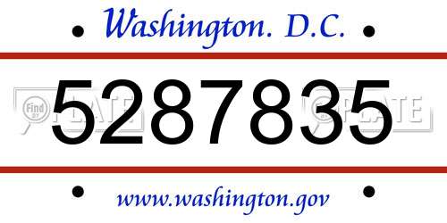 5287835 District Of Columbia License Plate