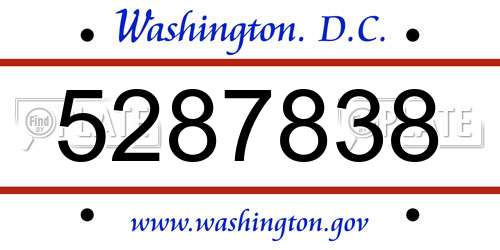 5287838 District Of Columbia License Plate
