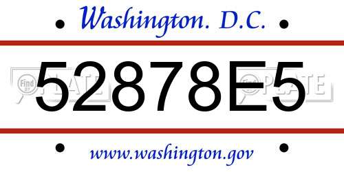 52878E5 District Of Columbia License Plate