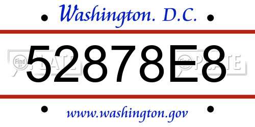 52878E8 District Of Columbia License Plate