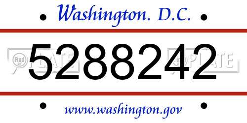5288242 District Of Columbia License Plate