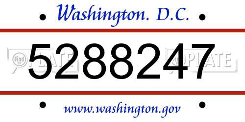 5288247 District Of Columbia License Plate