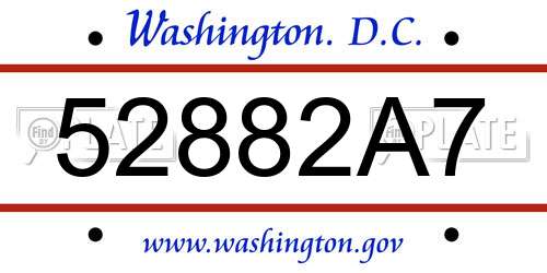 52882A7 District Of Columbia License Plate