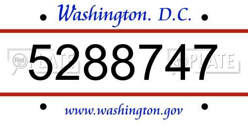 5288747 District Of Columbia License Plate