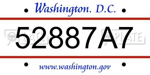 52887A7 District Of Columbia License Plate