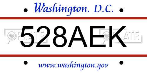 528AEK District Of Columbia License Plate