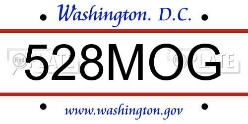 528MOG District Of Columbia License Plate