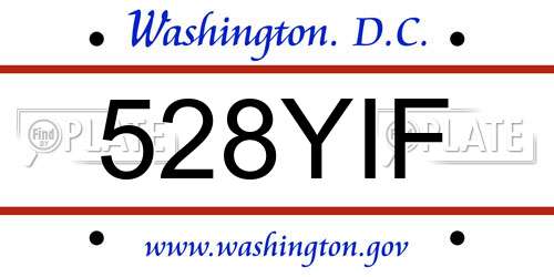 528YIF District Of Columbia License Plate