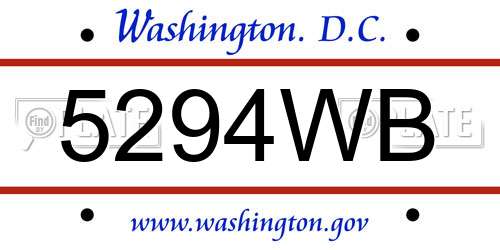 5294WB District Of Columbia License Plate