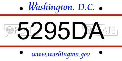 5295DA District Of Columbia License Plate