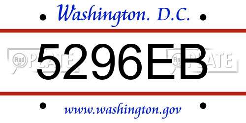 5296EB District Of Columbia License Plate