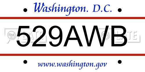 529AWB District Of Columbia License Plate