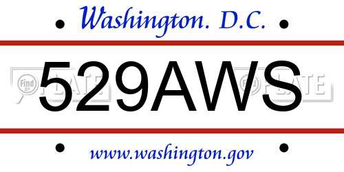 529AWS District Of Columbia License Plate